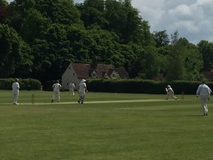 David Clark smacks to the leg side against Knebworth Blues on Sunday at the Field of Dreams